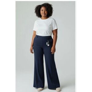 Lane Bryant 28 R The Allie Bootcut Pants Navy White Career Work Stretchy Comfort
